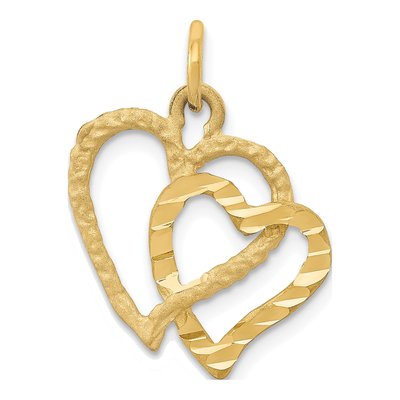 14K Yellow Gold Double Heart Pendant