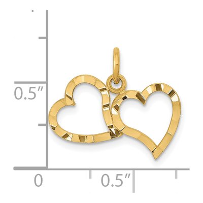 14K Yellow Gold Double Heart Pendant – view 5