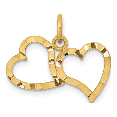 14K Yellow Gold Double Heart Pendant