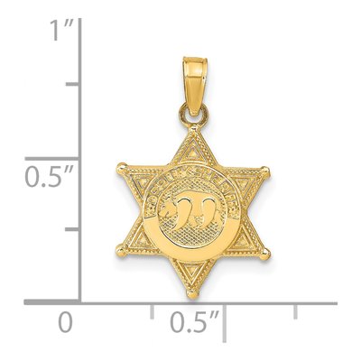 14K Yellow Gold Deputy Sheriff Badge Pendant – view 5