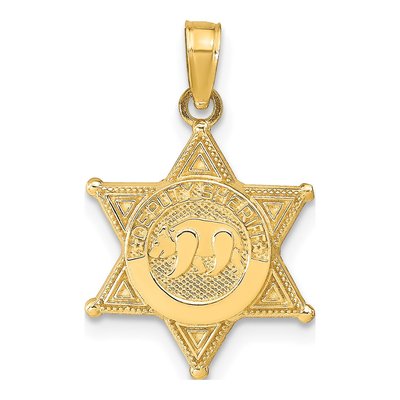14K Yellow Gold Deputy Sheriff Badge Pendant
