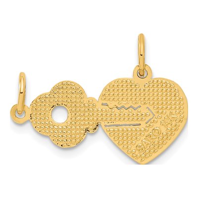 14K Yellow Gold Key Heart 2-Piece Charm – view 4