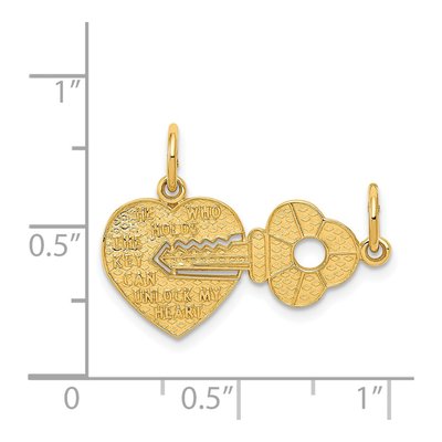14K Yellow Gold Key Heart 2-Piece Charm – view 5