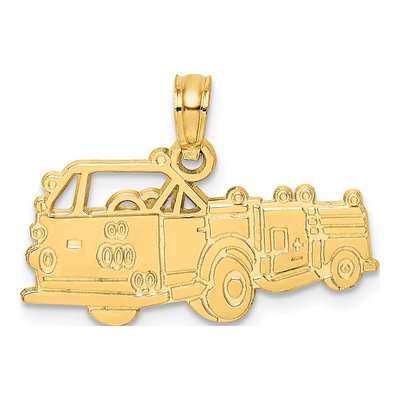 14K Yellow Gold Fire Truck Pendant