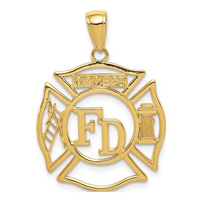 14K Yellow Gold Shield Pendant