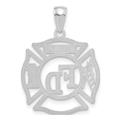 14K White Gold FD Member Shield Pendant – view 4