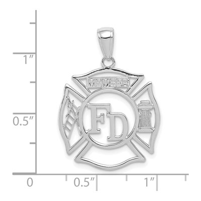 14K White Gold FD Member Shield Pendant – view 5