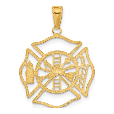 14K Yellow Gold Fireman Shield Pendant – view 4