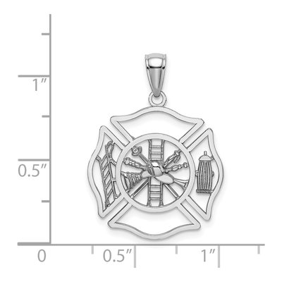 14K White Gold Fireman Shield Pendant – view 5