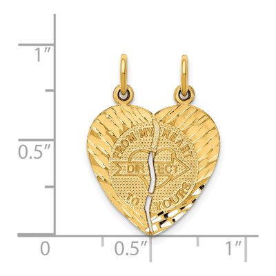 14K Yellow Gold 2-Piece Break-Apart Heart Charm – view 4