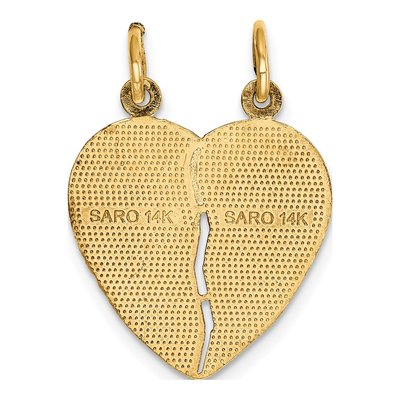 14K Yellow Gold 2-Piece Break-Apart Heart Charm – view 5