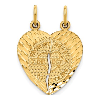 14K Yellow Gold 2-Piece Break-Apart Heart Charm