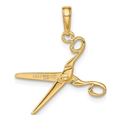 14K Yellow Gold 3-D Moveable Scissors Pendant – view 3