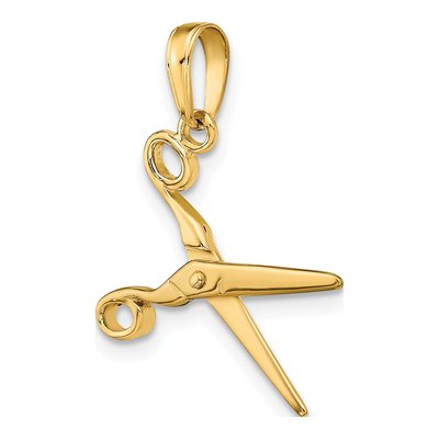14K Yellow Gold 3-D Moveable Scissors Pendant – view 5