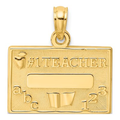 14K Yellow Gold Teacher Number 1 Pendant