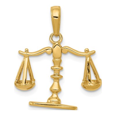 14K Yellow Gold Scales of Justice Pendant
