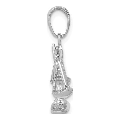 14K White Gold Scales of Justice 3D Pendant – view 3