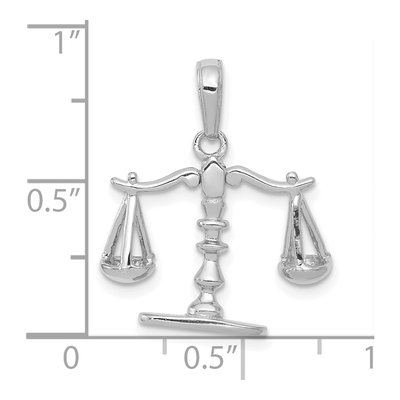 14K White Gold Scales of Justice 3D Pendant – view 4