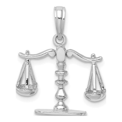 14K White Gold Scales of Justice 3D Pendant – view 5