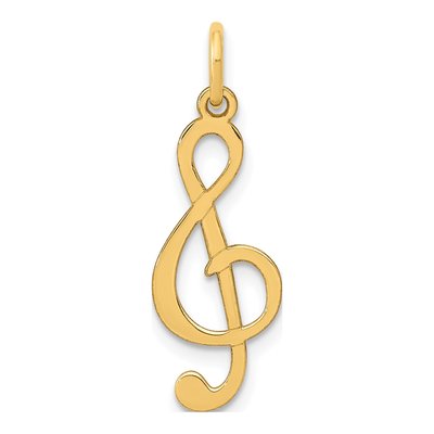 14K Yellow Gold Treble Clef Pendant