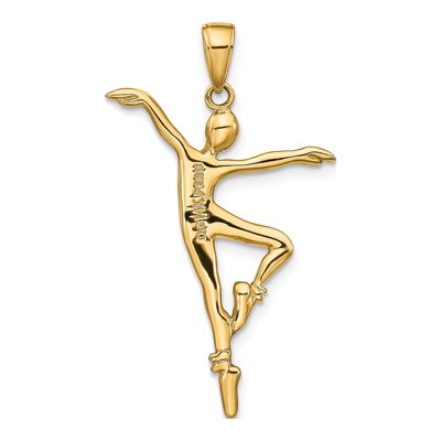 14K Yellow Gold Ballet Dancer Pendant – view 4