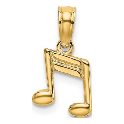 14K Yellow Gold Double Music Notes Charm