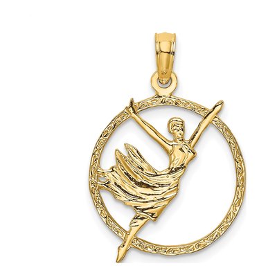 14K Yellow Gold Dancer Circle Frame Charm