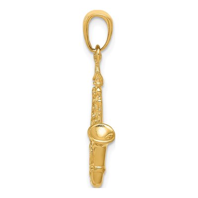 14K Yellow Gold 3-D Saxophone Pendant – view 3