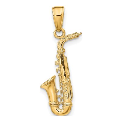 14K Yellow Gold 3-D Saxophone Pendant – view 4