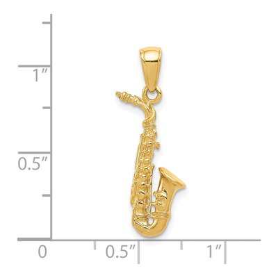 14K Yellow Gold 3-D Saxophone Pendant – view 5