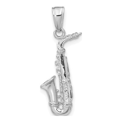 14K White Gold 3-D Saxophone Pendant – view 4