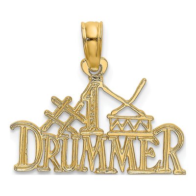 14K Yellow Gold Drummer Number 1 Pendant
