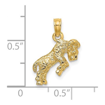 14K Yellow Gold 3-D Aries Zodiac Pendant – view 4