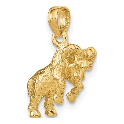 14K Yellow Gold 3-D Aries Zodiac Pendant – view 6