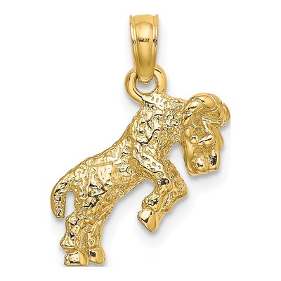 14K Yellow Gold 3-D Aries Zodiac Pendant