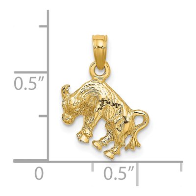 14K Yellow Gold 3-D Taurus Zodiac Charm – view 4
