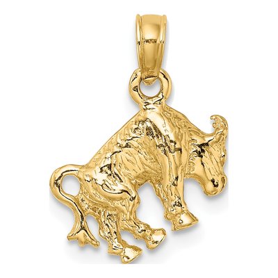14K Yellow Gold 3-D Taurus Zodiac Charm – view 5