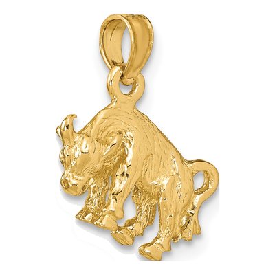 14K Yellow Gold 3-D Taurus Zodiac Charm – view 6