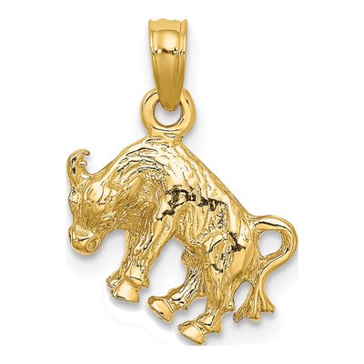 14K Yellow Gold 3-D Taurus Zodiac Charm