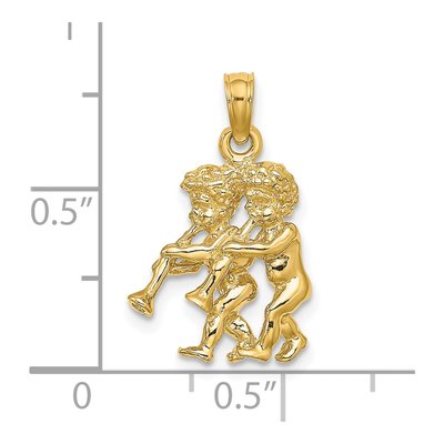 14K Yellow Gold Gemini Zodiac Pendant – view 4