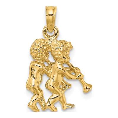 14K Yellow Gold Gemini Zodiac Pendant – view 5