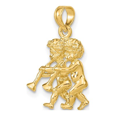 14K Yellow Gold Gemini Zodiac Pendant – view 6