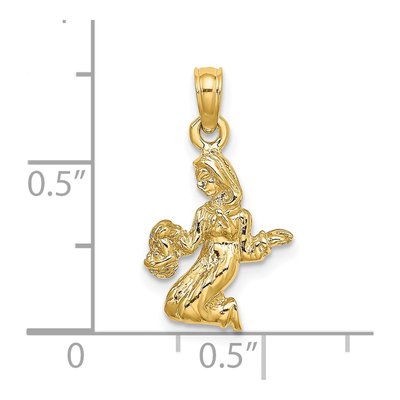14K Yellow Gold 3-D Virgo Zodiac Pendant – view 4