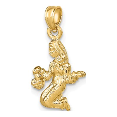 14K Yellow Gold 3-D Virgo Zodiac Pendant – view 6