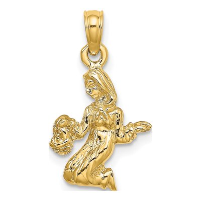 14K Yellow Gold 3-D Virgo Zodiac Pendant