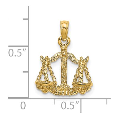 14K Yellow Gold 3-D Libra Zodiac Pendant – view 4