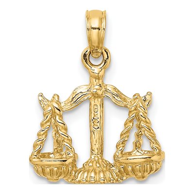 14K Yellow Gold 3-D Libra Zodiac Pendant – view 5