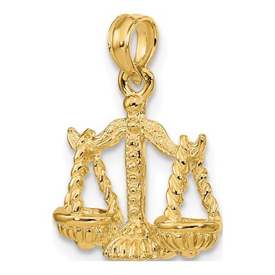 14K Yellow Gold 3-D Libra Zodiac Pendant – view 6
