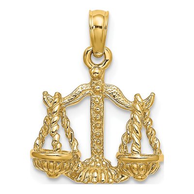 14K Yellow Gold 3-D Libra Zodiac Pendant