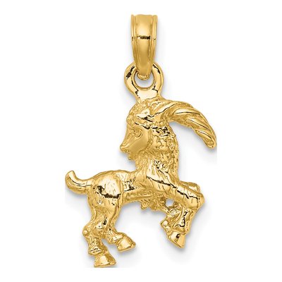 14K Yellow Gold Capricorn Zodiac Pendant – view 5